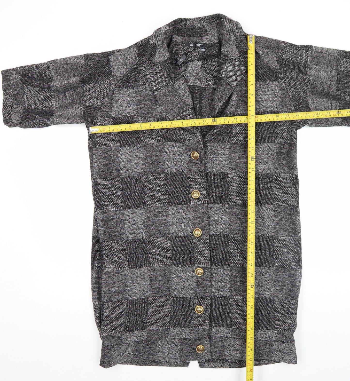Oli Fusion by PPQ Women's Grey Check Short Sleeve Waistcoat UK 10