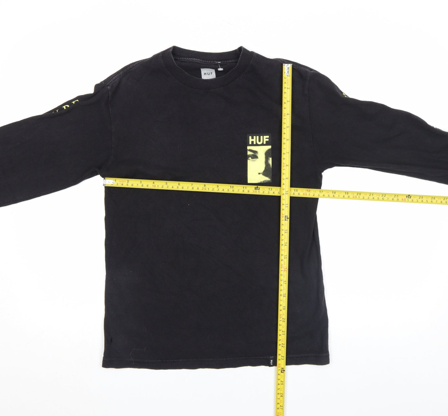 HUF Men's Black Graphic Long Sleeve Cotton T-Shirt S