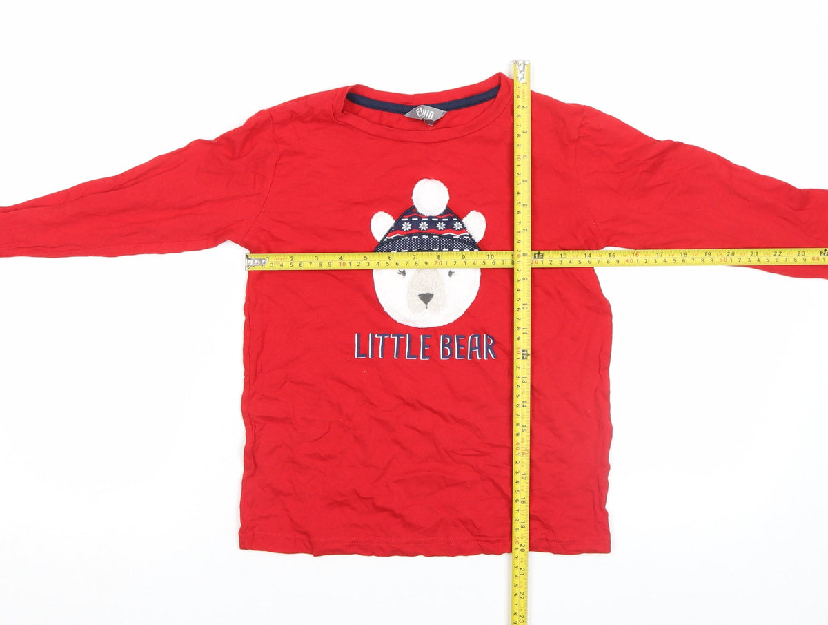 Fluid Girls Red Little Bear Long Sleeve Cotton T-Shirt 9-10 Years