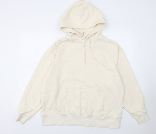 H&M Women Ivory Pullover Hoodie Size 14 Cotton Blend