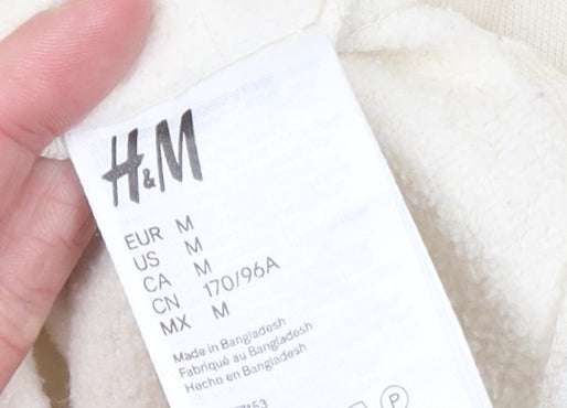 H&M Women Ivory Pullover Hoodie Size 14 Cotton Blend