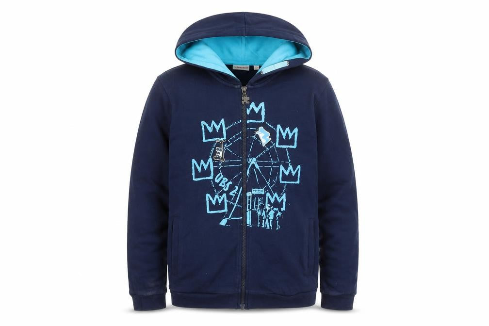 UBS2 Boys Blue Full Zip Graphic Hoodie 14 Years 164cm Cotton Casual