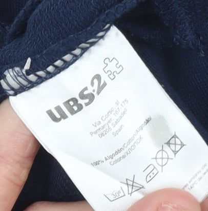 UBS2 Boys Blue Full Zip Graphic Hoodie 14 Years 164cm Cotton Casual