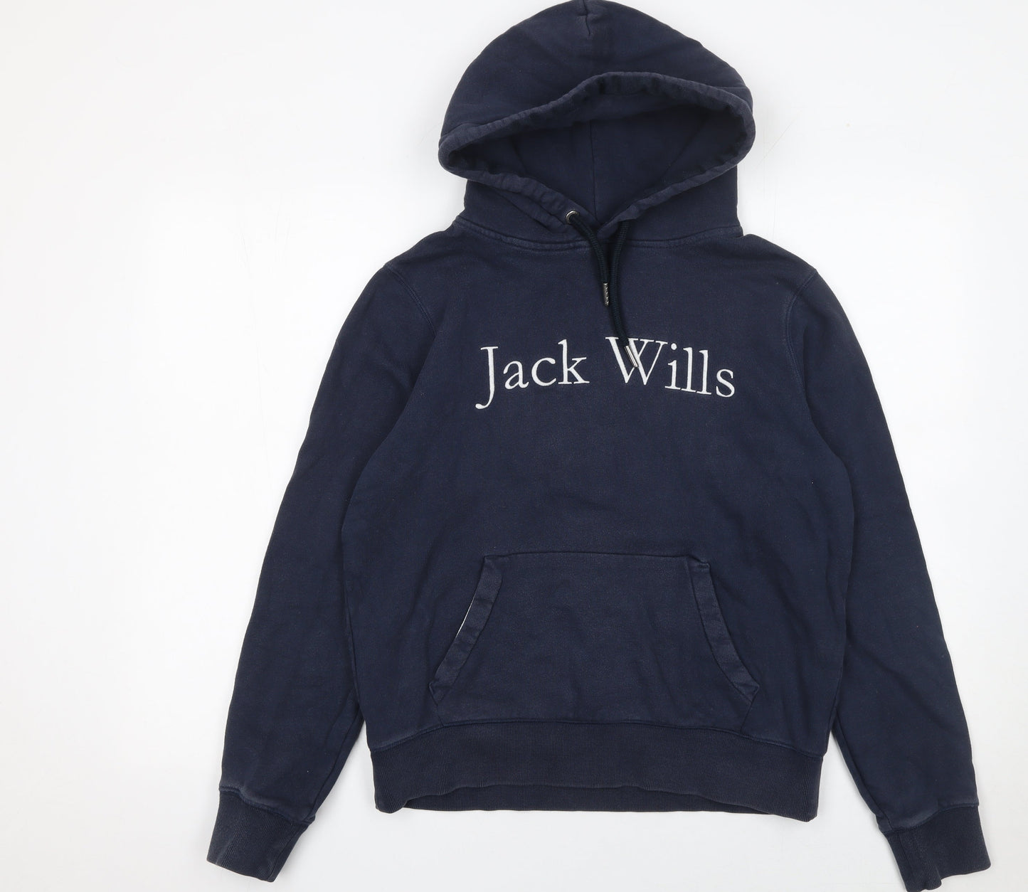 Jack Wills Women's Navy Blue Pullover Hoodie UK 10 Embroidered Logo