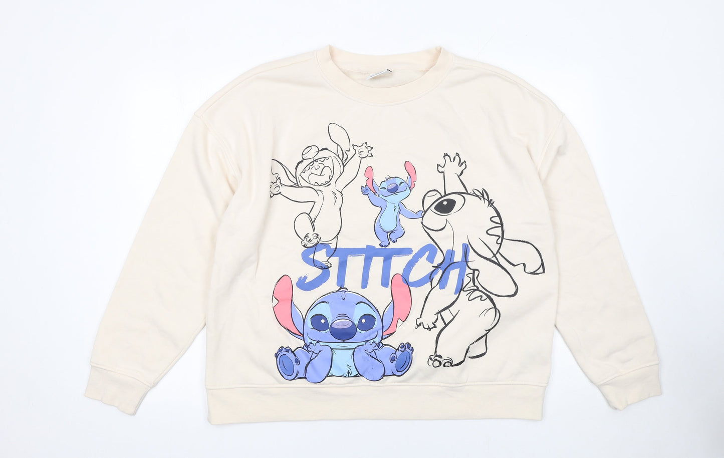Primark Womens Beige Stitch Sweatshirt Size L 14/16 Disney Graphic
