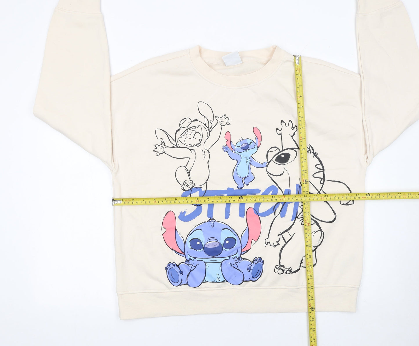 Primark Womens Beige Stitch Sweatshirt Size L 14/16 Disney Graphic