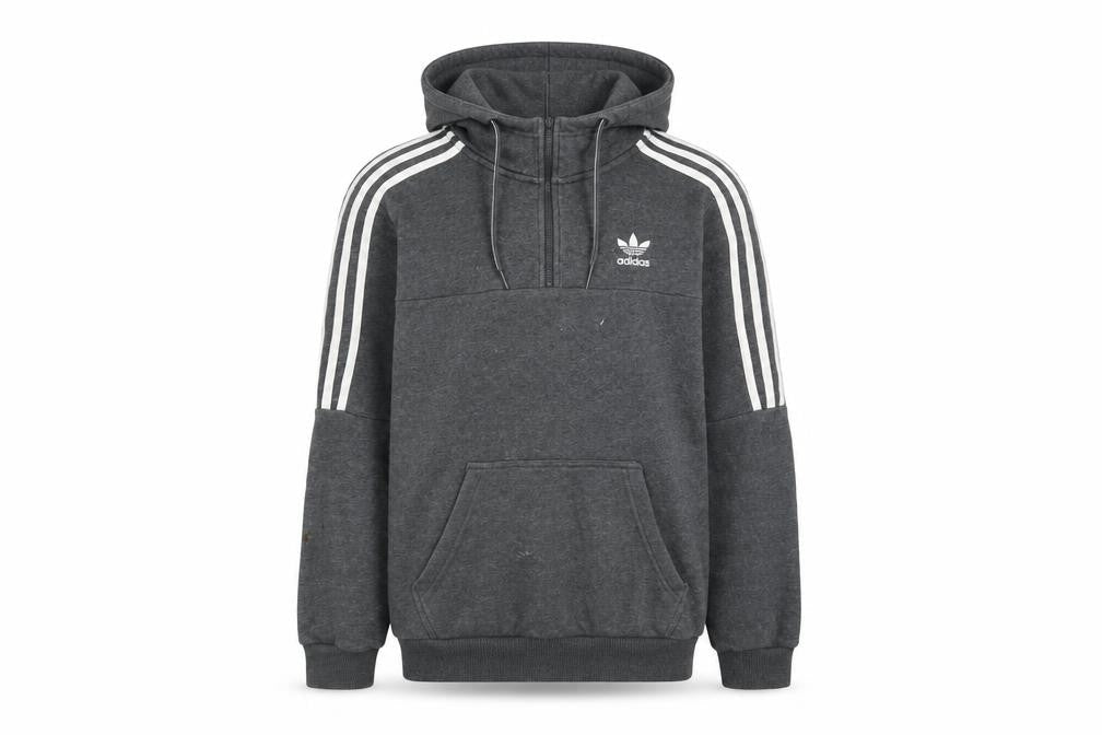 adidas Men's Grey 1/2 Zip Hoodie Small Sports Fleece Pullover