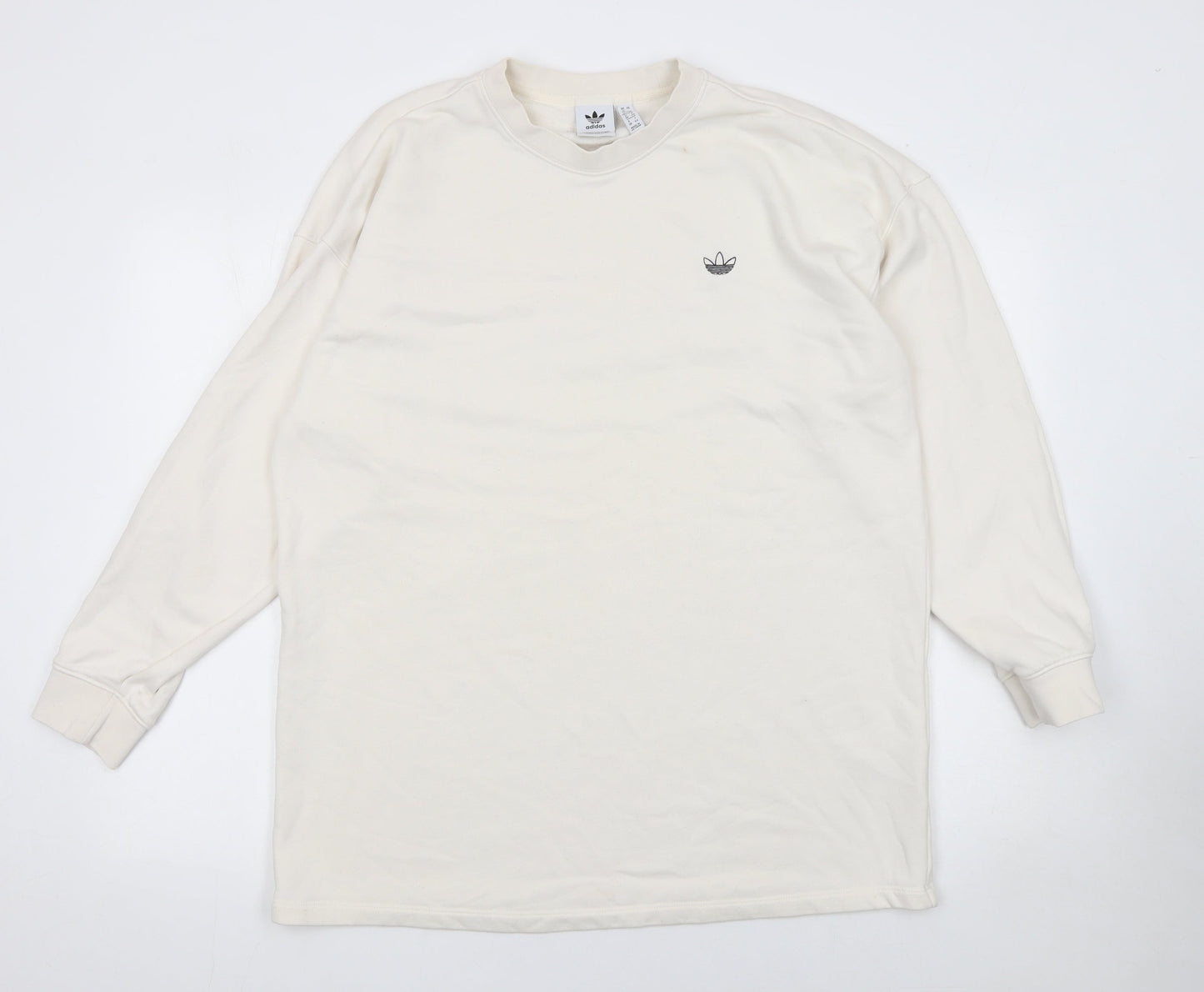 Adidas Womens Ivory Crew Neck Long Sleeve Pullover Sweatshirt UK 12