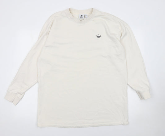 Adidas Womens Ivory Crew Neck Long Sleeve Pullover Sweatshirt UK 12
