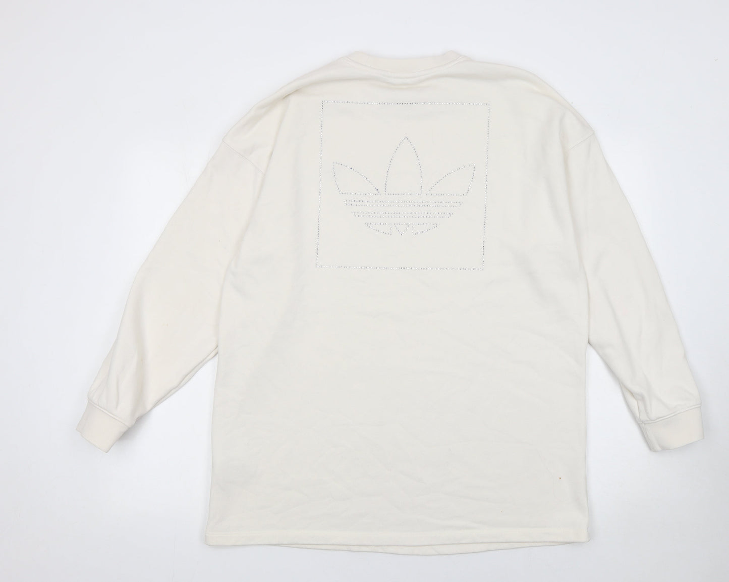 Adidas Womens Ivory Crew Neck Long Sleeve Pullover Sweatshirt UK 12