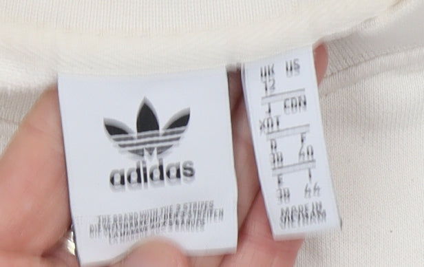Adidas Womens Ivory Crew Neck Long Sleeve Pullover Sweatshirt UK 12