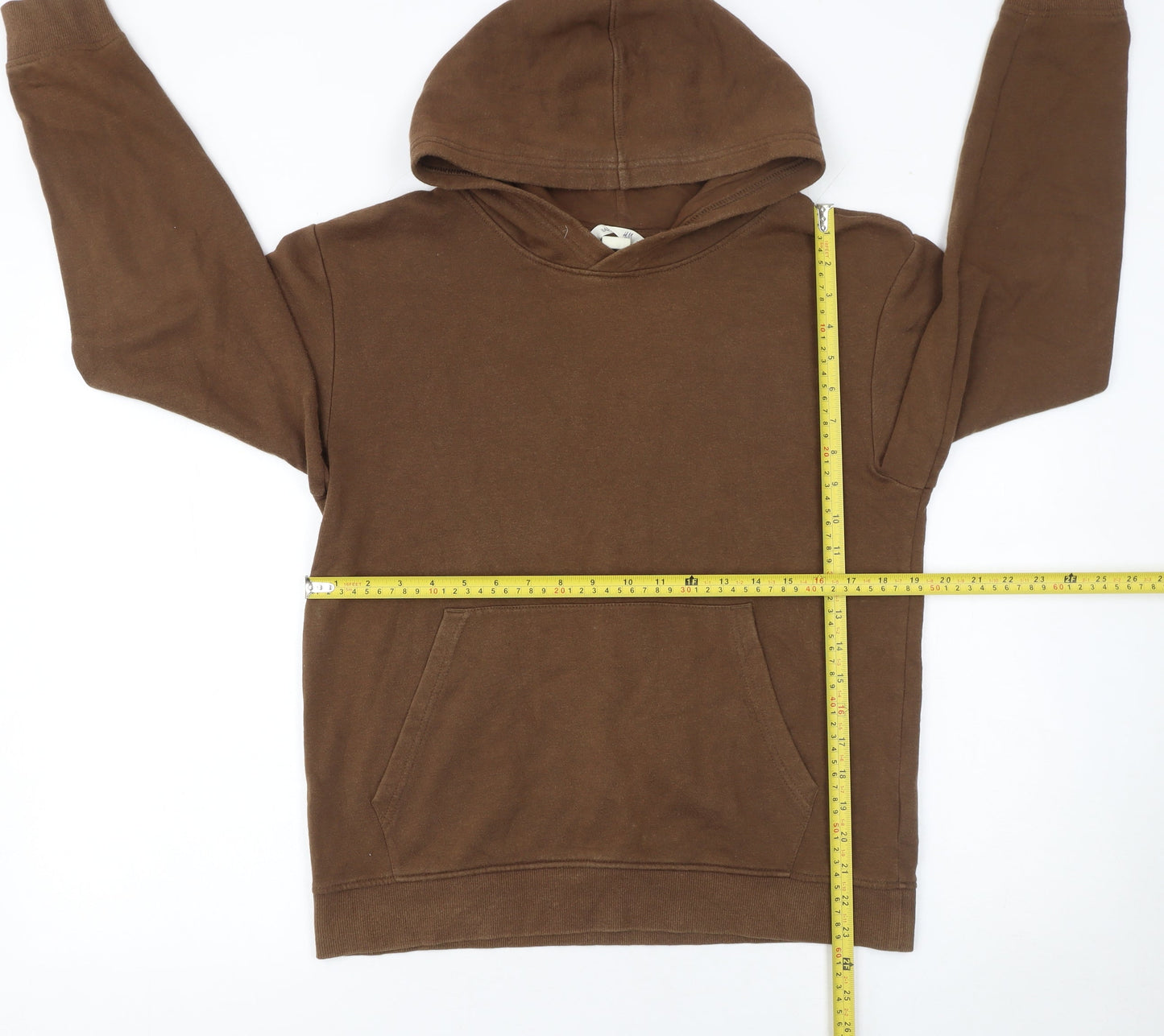 H&M Girls Brown Cotton Pullover Hoodie Size 14 Years Long Sleeve Casual