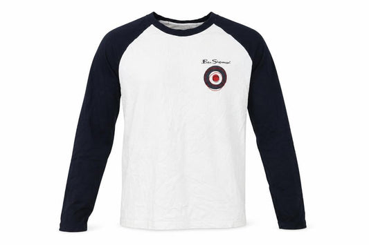 Ben Sherman Boys White & Navy Long Sleeve Logo Ringer T-Shirt 15-16 Years