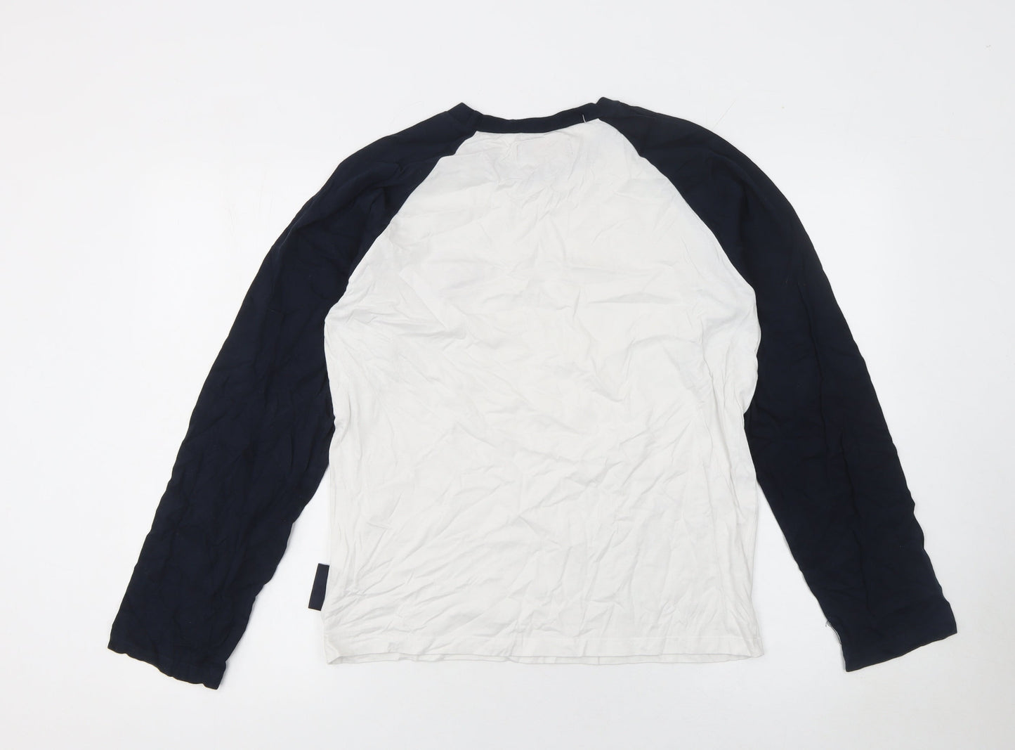 Ben Sherman Boys White & Navy Long Sleeve Logo Ringer T-Shirt 15-16 Years