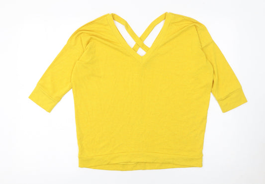 River Island Women’s Yellow V-Neck Pullover Jumper Size 10