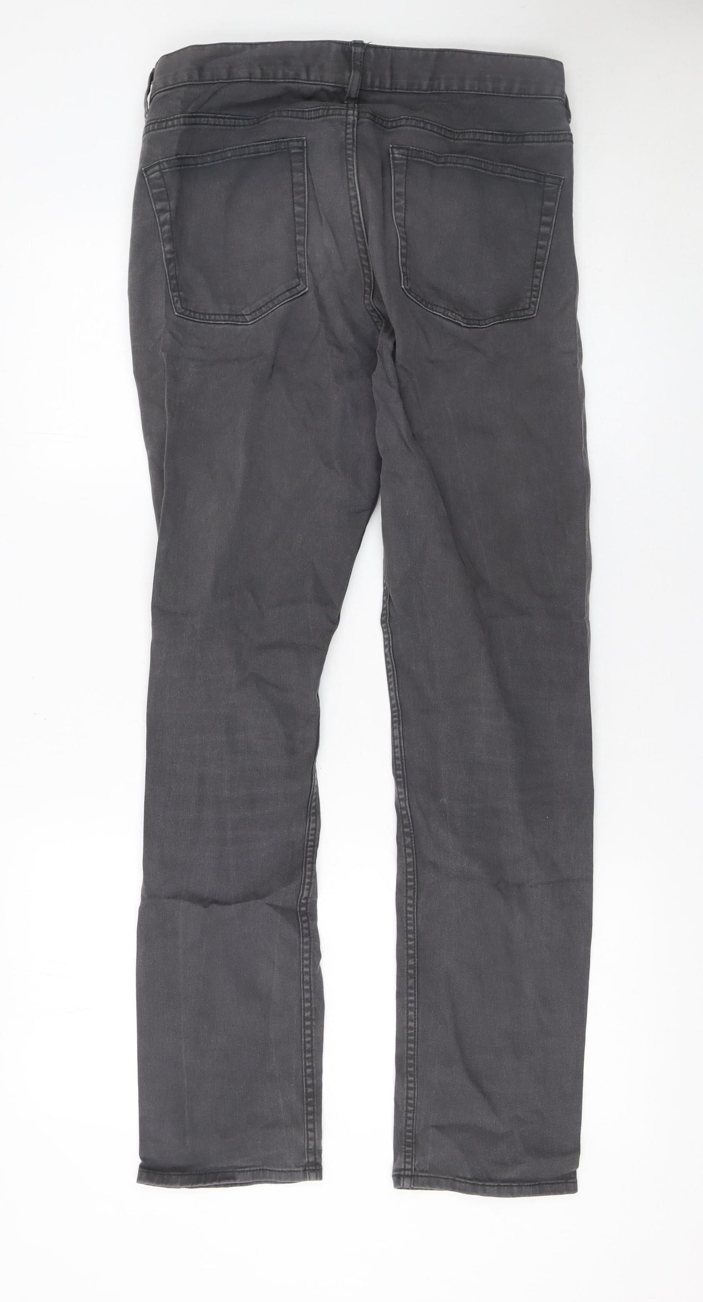H&M Mens Grey Slim Fit Straight Jeans Size 30 Regular Comfort Stretch Denim