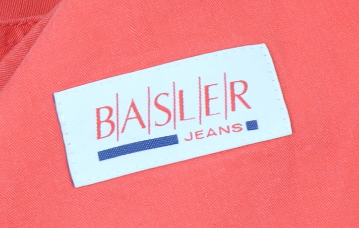 Basler Womens Red Floral Embroidered Cotton Blazer Size 14