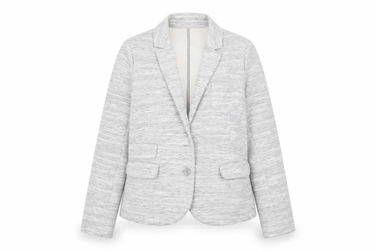 Whistles Women's Grey Single-Breasted Blazer UK 16 Cotton Blend