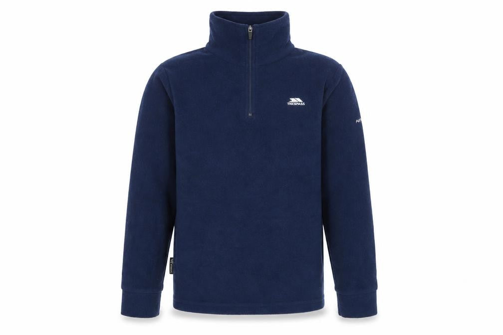 Trespass Boys Navy Blue Fleece Pullover Sweatshirt 7-8 Years Half Zip Warm