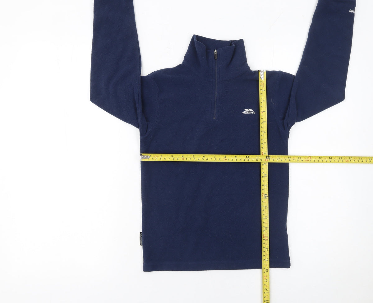 Trespass Boys Navy Blue Fleece Pullover Sweatshirt 7-8 Years Half Zip Warm