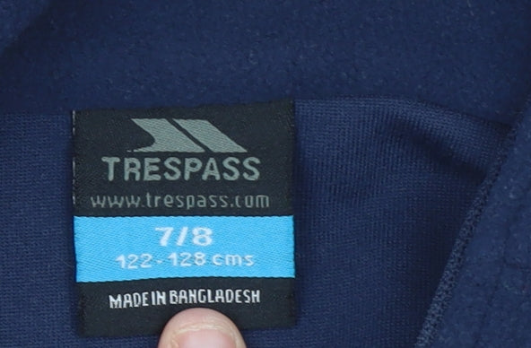 Trespass Boys Navy Blue Fleece Pullover Sweatshirt 7-8 Years Half Zip Warm