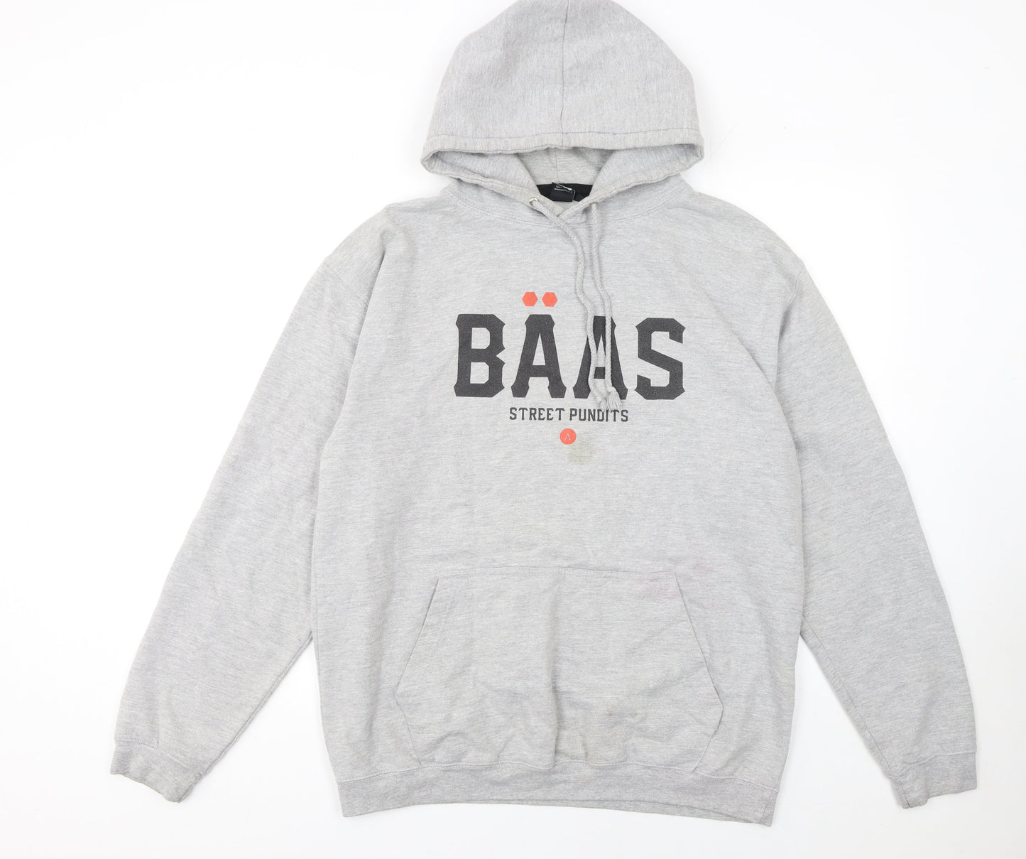 Baas Men's Grey Pullover Hoodie L Street Style Graphic Cotton