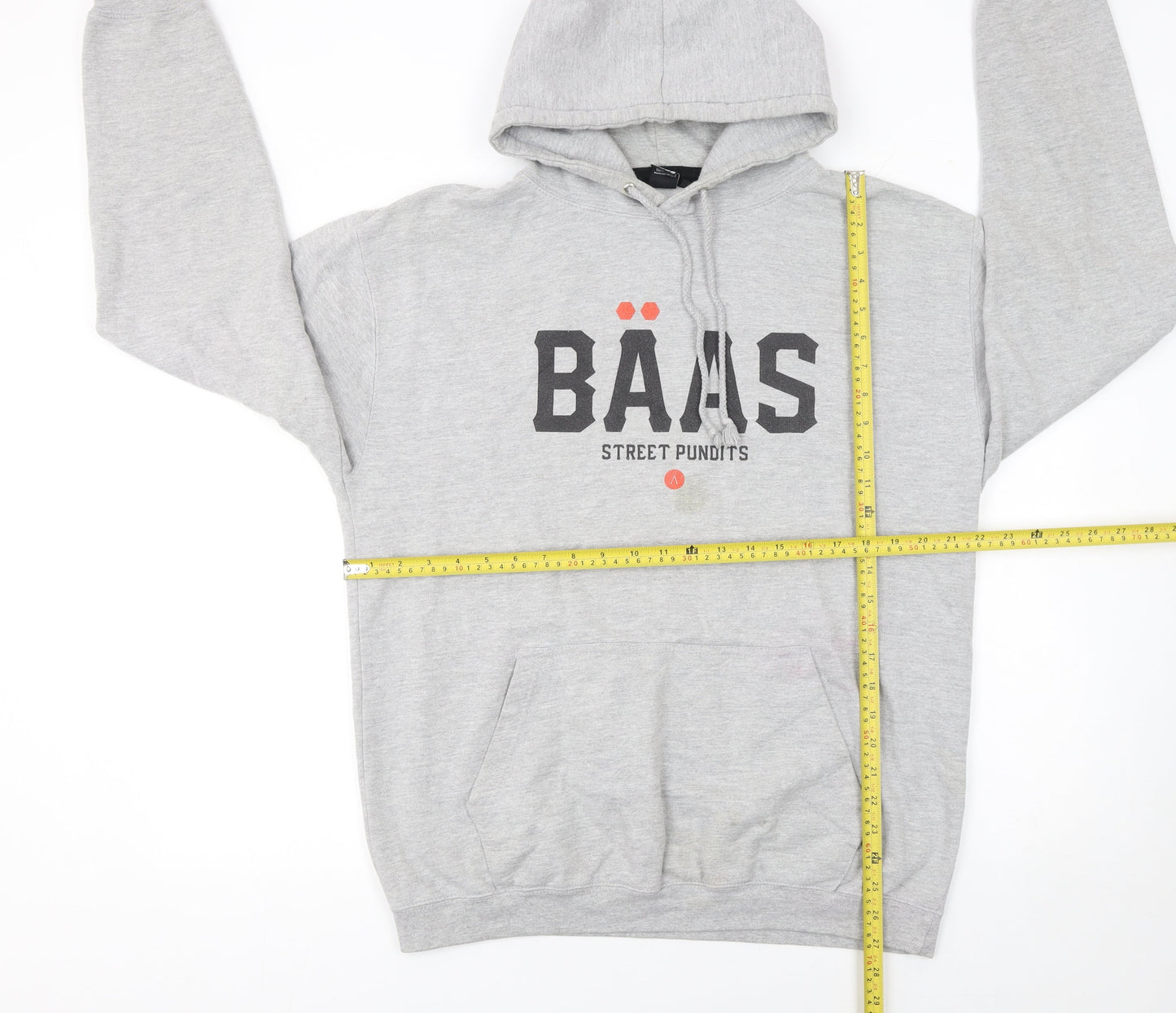 Baas Men's Grey Pullover Hoodie L Street Style Graphic Cotton