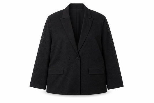 The Frolic Women's Black Lace Double-Breasted Blazer Size 16