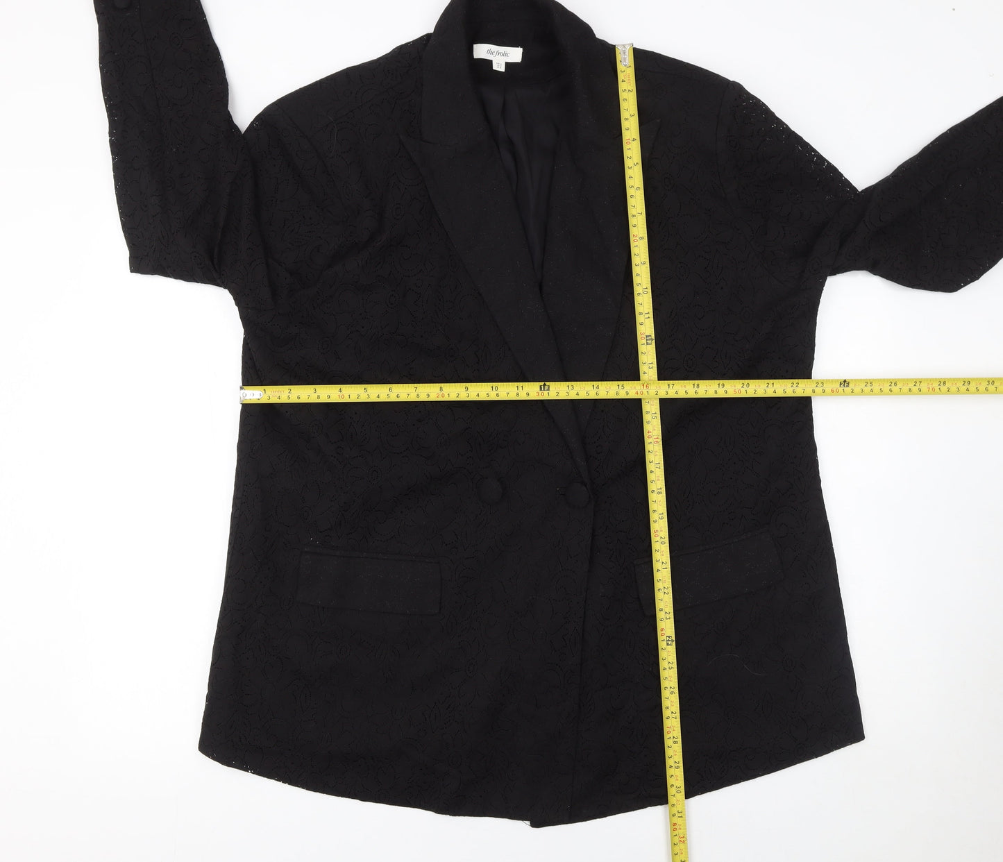 The Frolic Women's Black Lace Double-Breasted Blazer Size 16