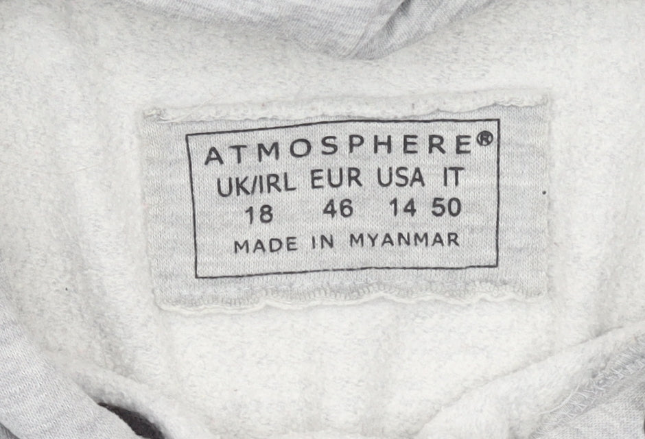 Atmosphere Women Grey Hoodie Size 18 Pullover Forever Print Casual