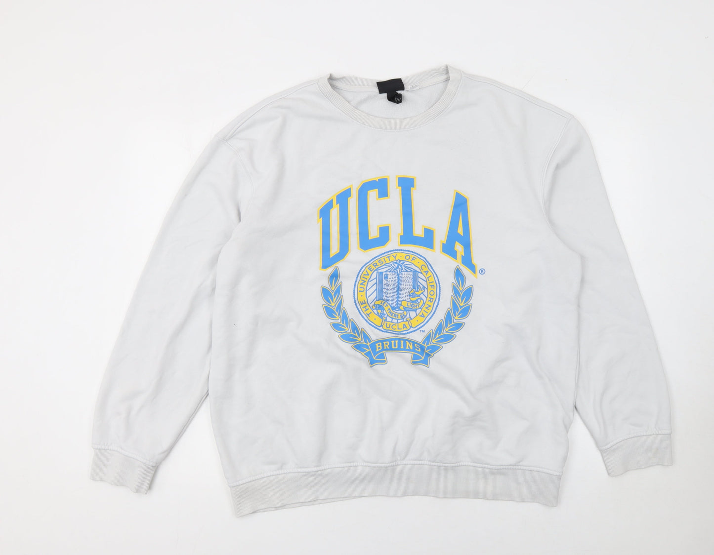 H&M Women’s White UCLA Logo Pullover Sweatshirt Size L Cotton Blend