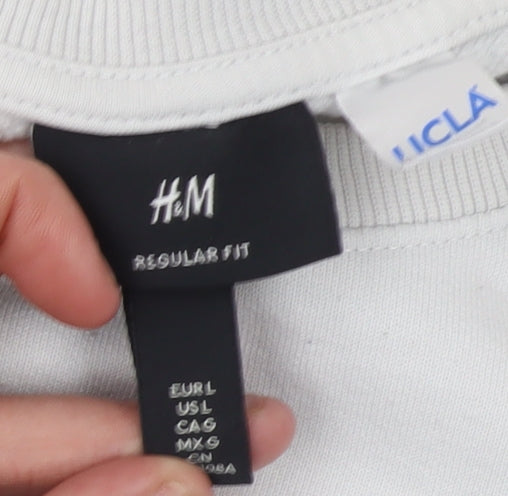 H&M Women’s White UCLA Logo Pullover Sweatshirt Size L Cotton Blend