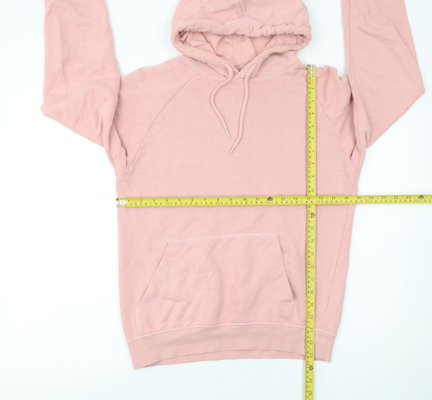 H&M Womens Pink Cotton Pullover Hoodie XS Regular Fit