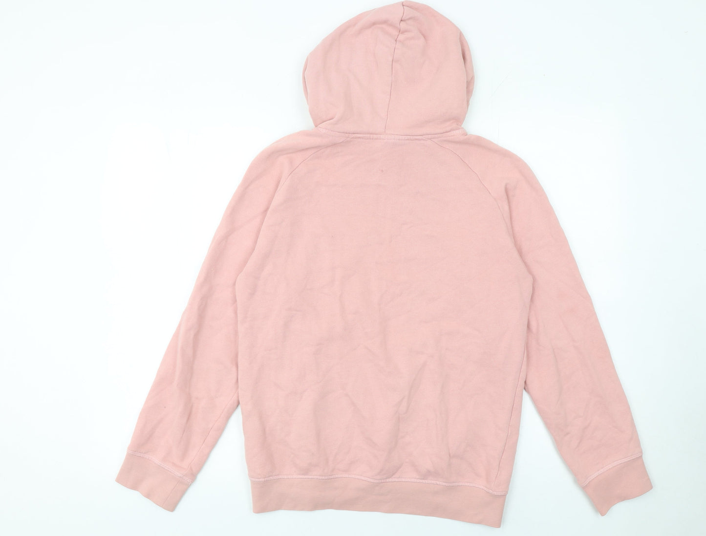 H&M Womens Pink Cotton Pullover Hoodie XS Regular Fit