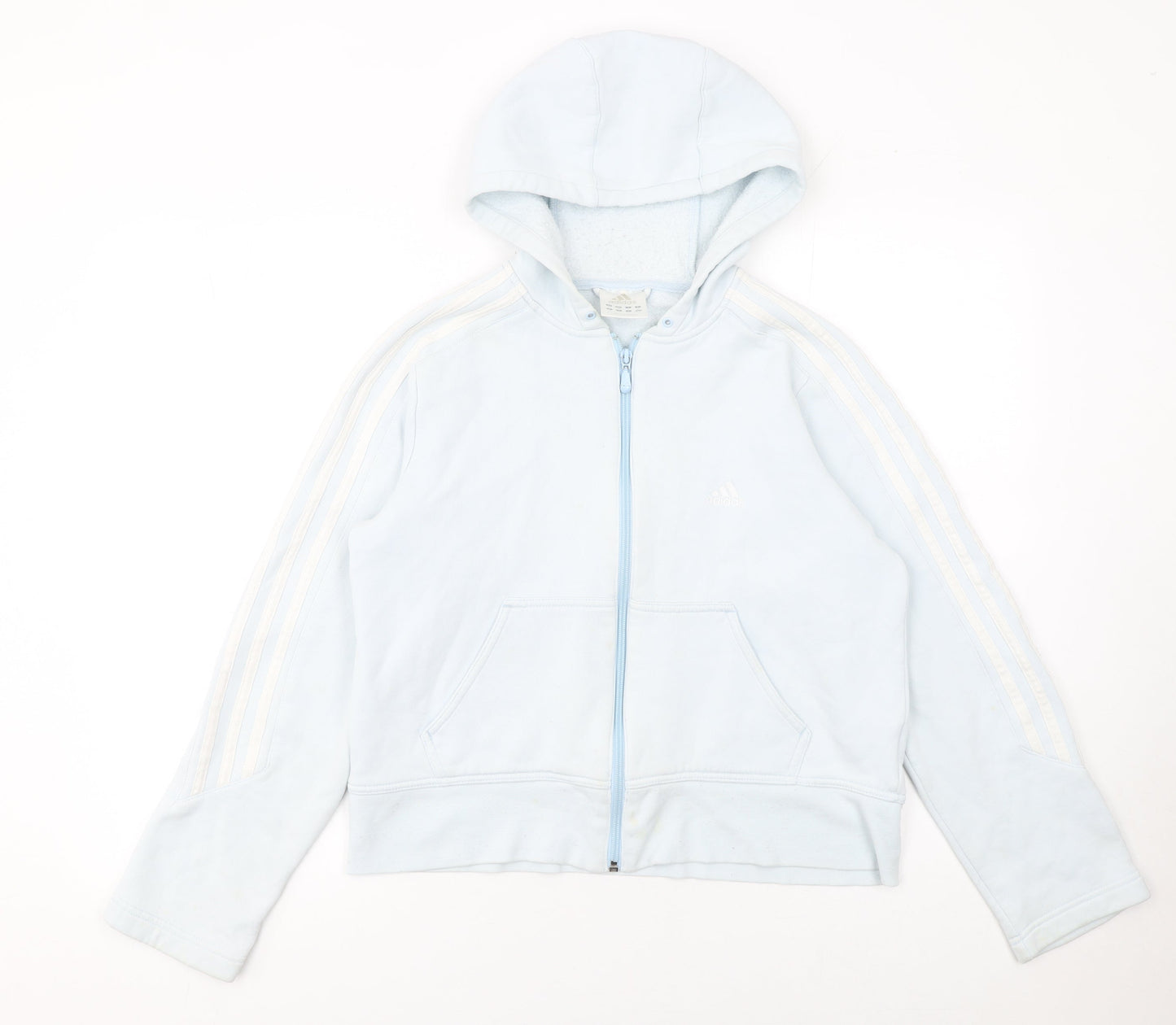 Adidas Women Blue Full Zip Hoodie Size 14 Cotton Blend
