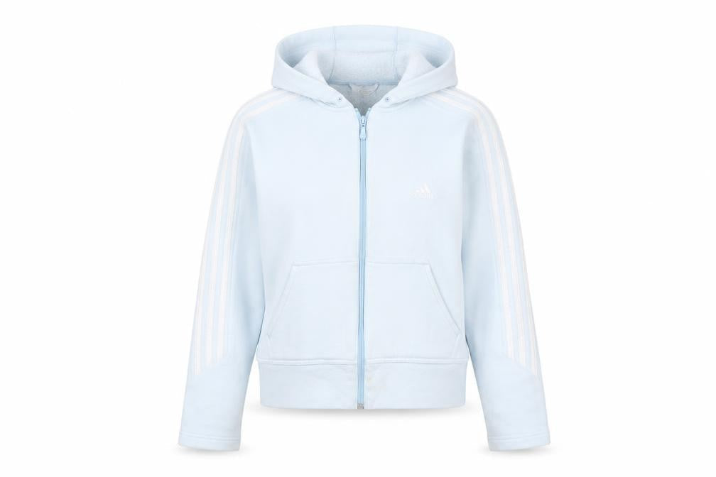 Adidas Women Blue Full Zip Hoodie Size 14 Cotton Blend