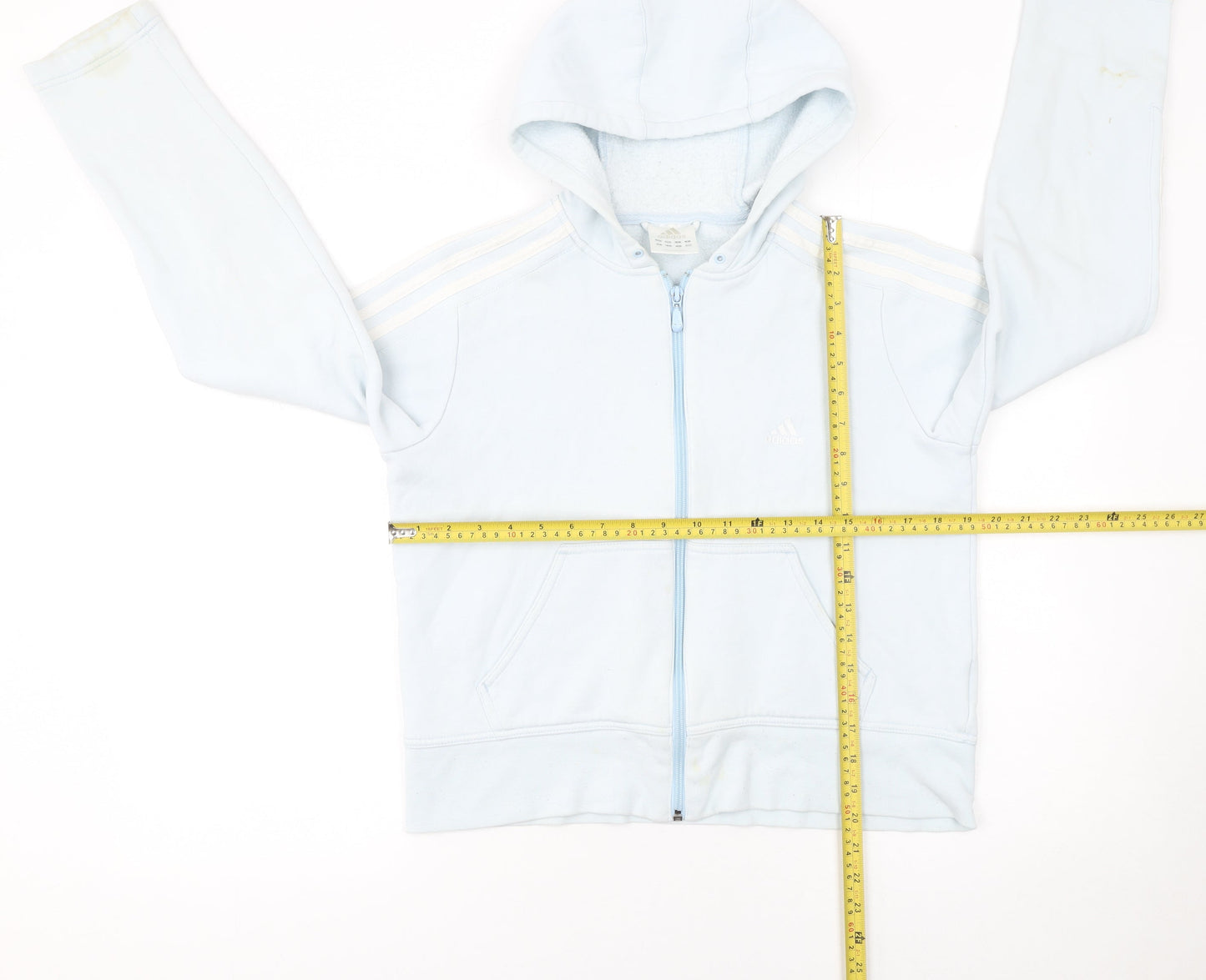 Adidas Women Blue Full Zip Hoodie Size 14 Cotton Blend
