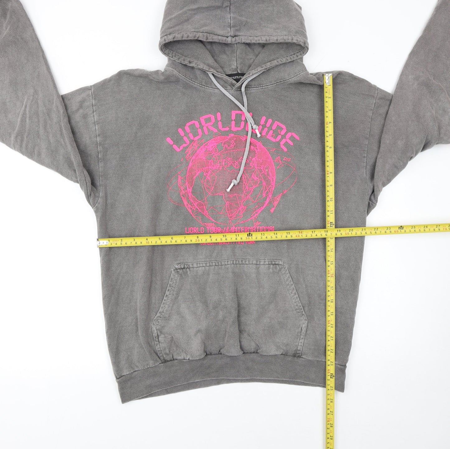 PrettyLittleThing Women Grey Pullover Hoodie Size S Worldwide Graphic