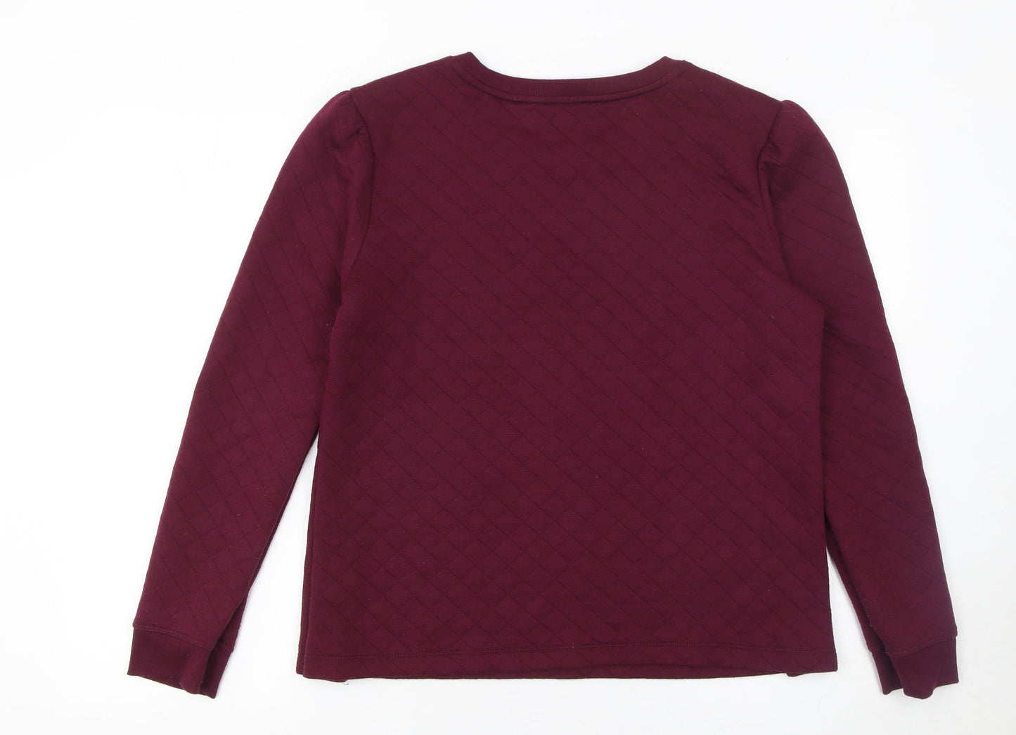 Croft & Barrow Women Burgundy Quilted Button Long Sleeve Sweatshirt L