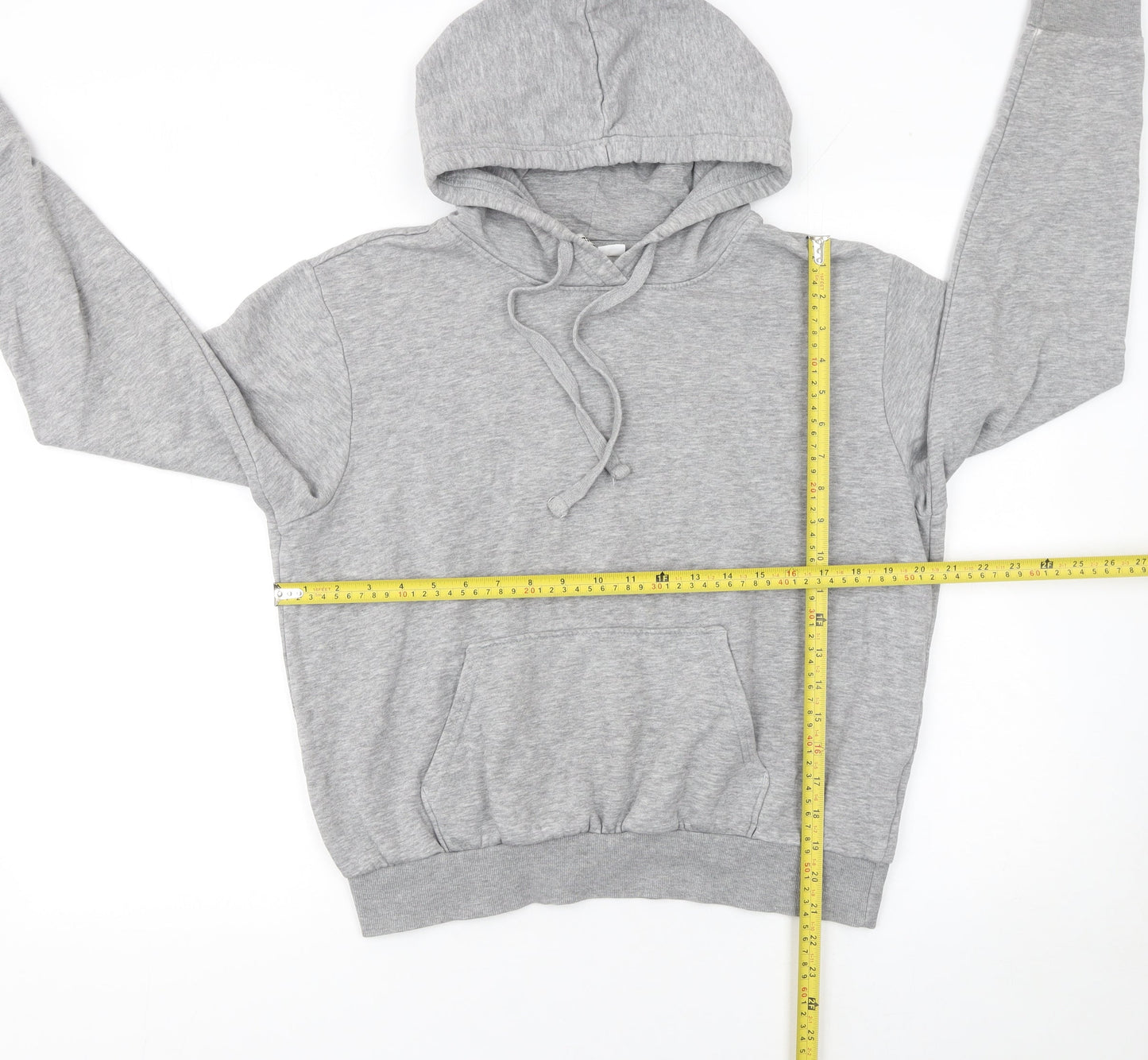 H&M Women Grey Pullover Hoodie M Hooded Long Sleeve Casual Basic