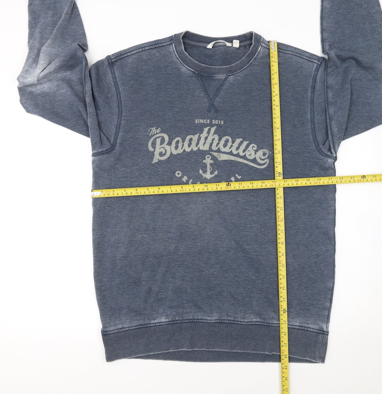 Camp David Women Blue Cotton Blend Crew Neck Boathouse Sweatshirt M