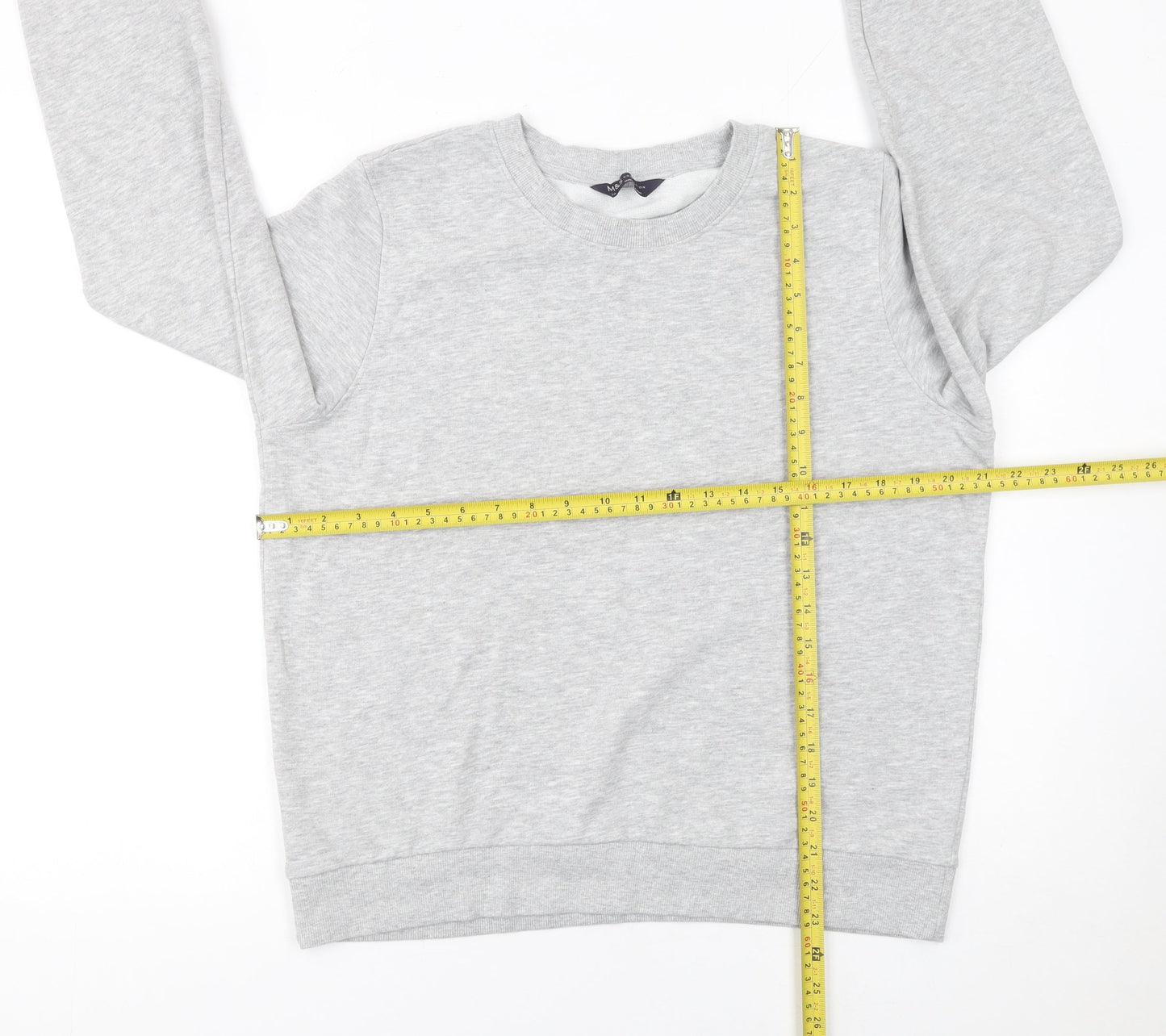 Marks and Spencer Women Grey Marl Size 14 Cotton Blend Sweatshirt