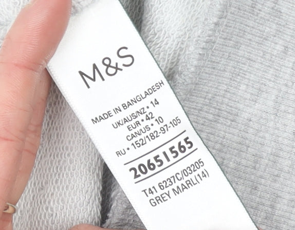 Marks and Spencer Women Grey Marl Size 14 Cotton Blend Sweatshirt