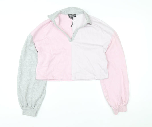 Wednesday's Girl Women Pink Grey Colourblock Pullover Sweatshirt M