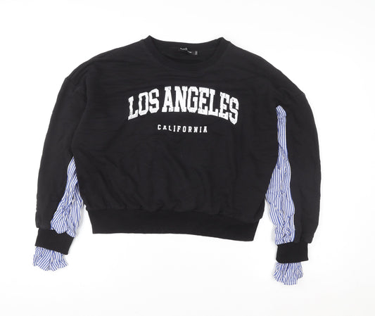 Drôle de Copine Women Black LOS ANGELES Sweatshirt S/M Cotton Blend