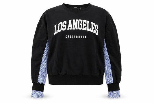 Drôle de Copine Women Black LOS ANGELES Sweatshirt S/M Cotton Blend