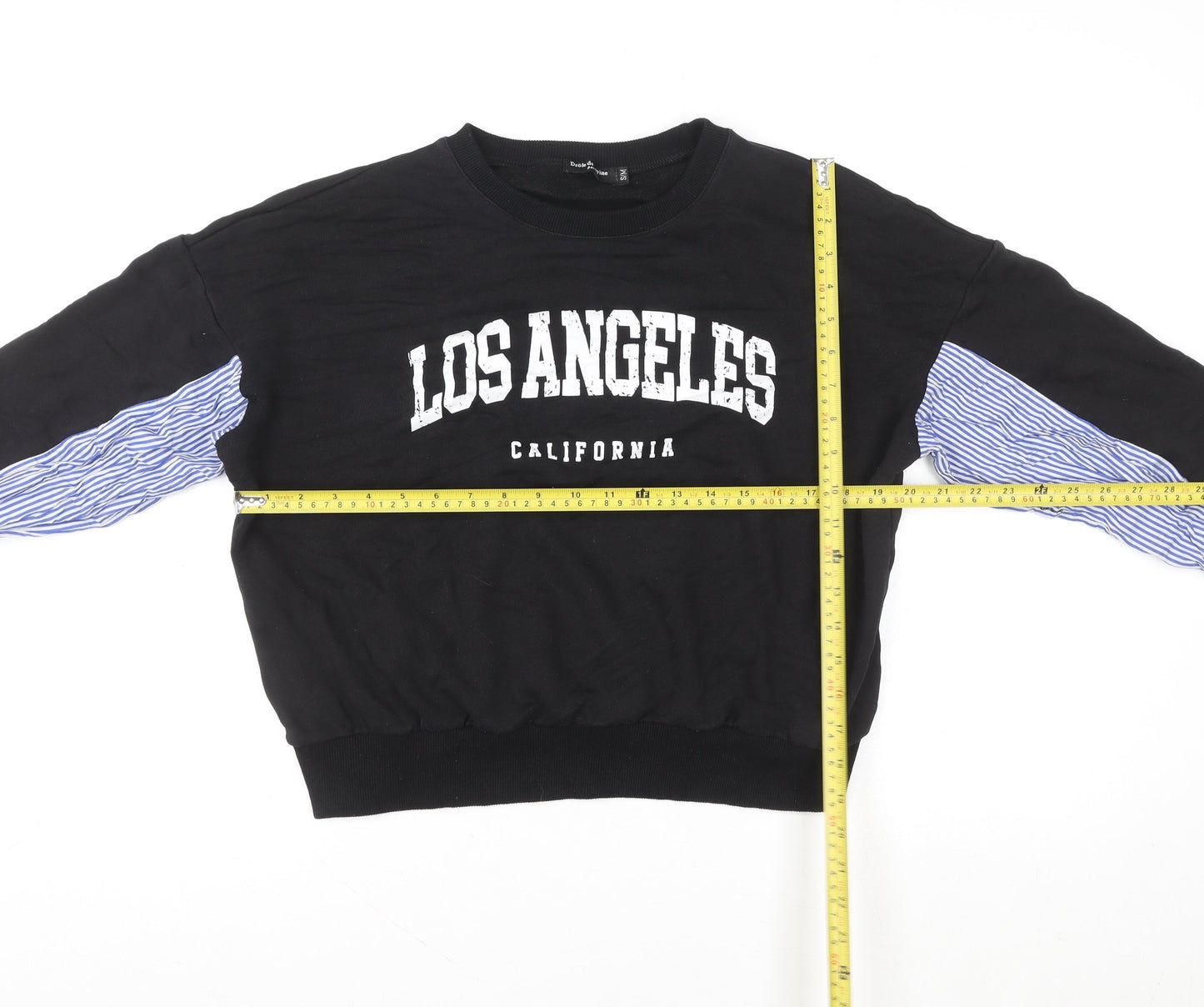 Drôle de Copine Women Black LOS ANGELES Sweatshirt S/M Cotton Blend