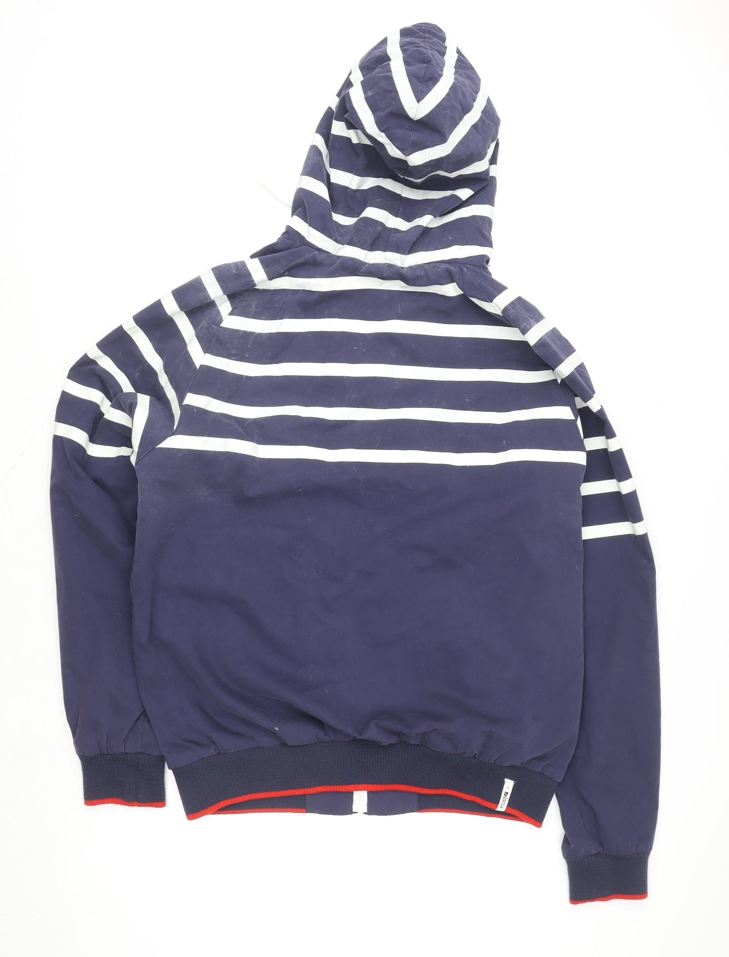 Fly 53 Unisex Blue Striped Hooded Bomber Jacket L