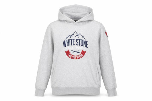 White Stone Womens Grey Pullover Hoodie L Ski Themed