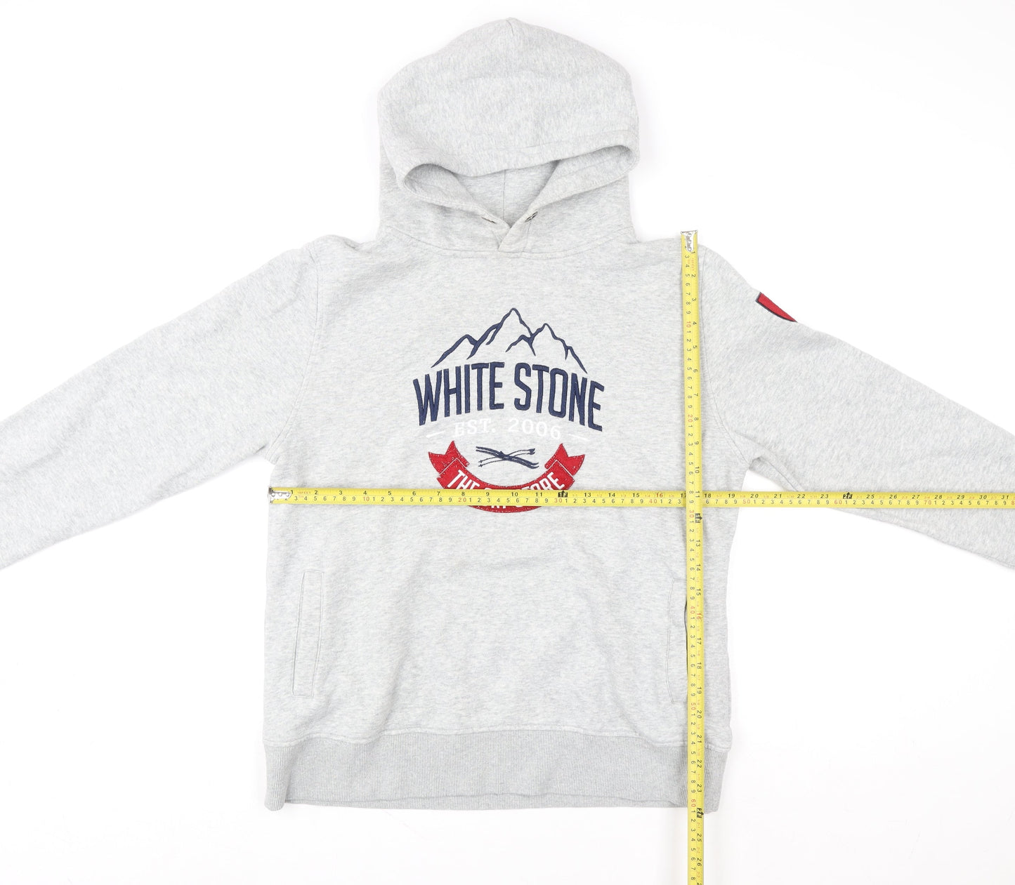 White Stone Womens Grey Pullover Hoodie L Ski Themed